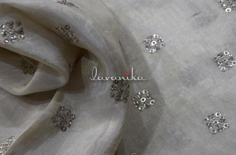 Sequin and Zari embroidery on Dyeable Tissue Fabric Dno335443RFD